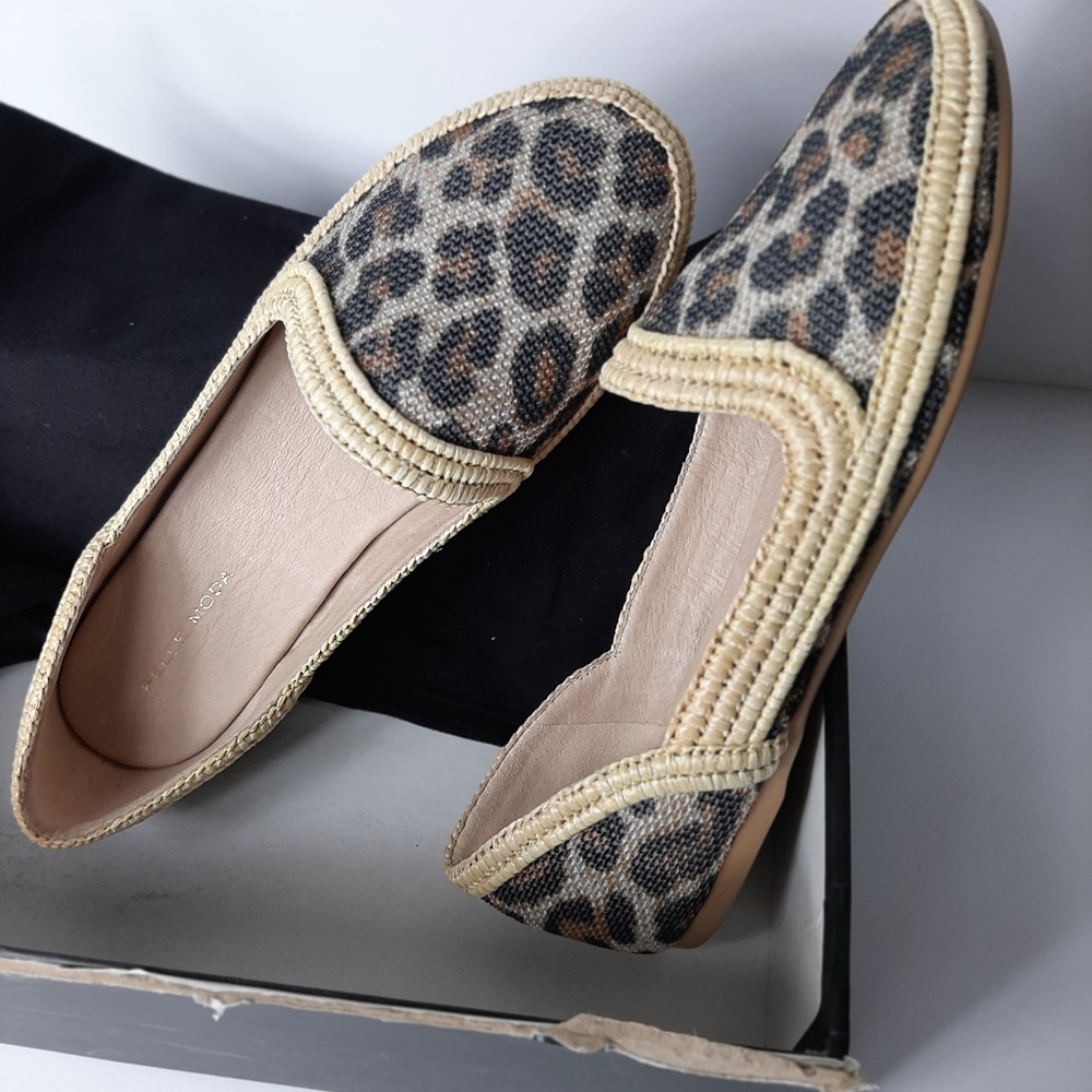Pelle moda leopard flats rattan trim size 8.5